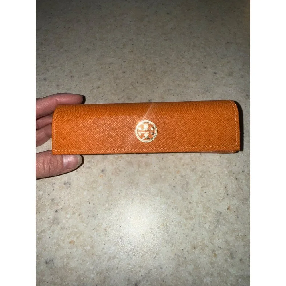 Tory Birch Orange With Gold Logo Reading Glasses Case‎